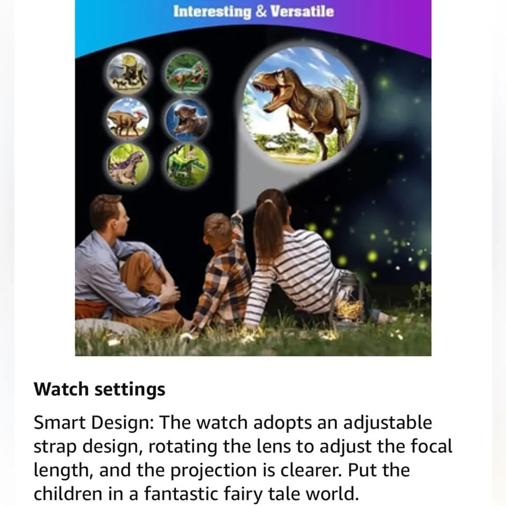 Dinosaur Projector Watch Flashlight Toy 24 Images Kids Educational Gift NWT